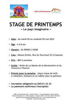 STAGE DE PRINTEMPS 2023