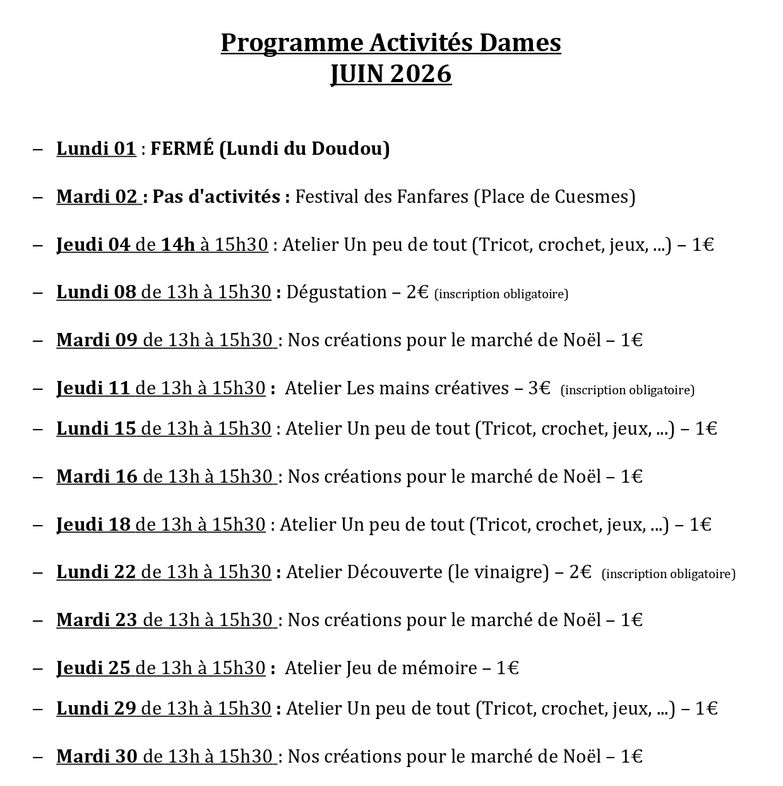 ACTIVITES 2026